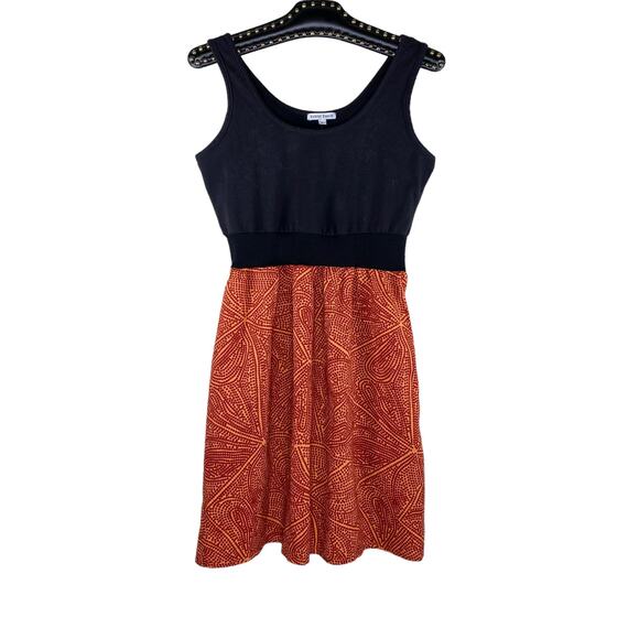 Velvet Touch Black Orange Elastic Waist Tank Dress Large NWT - Picture 1 of 9
